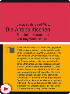 cover image of Die Antipolitischen